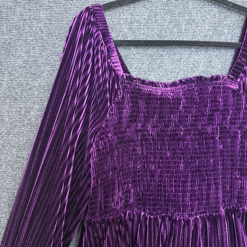 Bloomchic Babydoll Top Purple 18 Velvet Smocked Victorian Whimsygoth - Picture 3 of 9